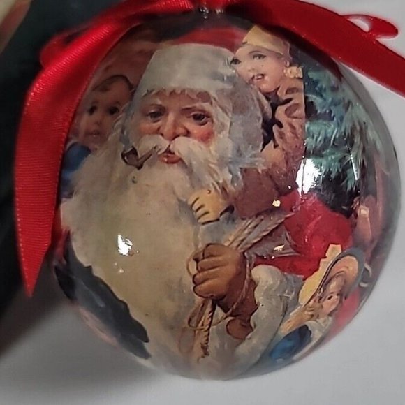 1995 VNT 12 Antique Santas Set of 12 bulb Christmas Tree Paper Ornaments w/ Box - Picture 3 of 15